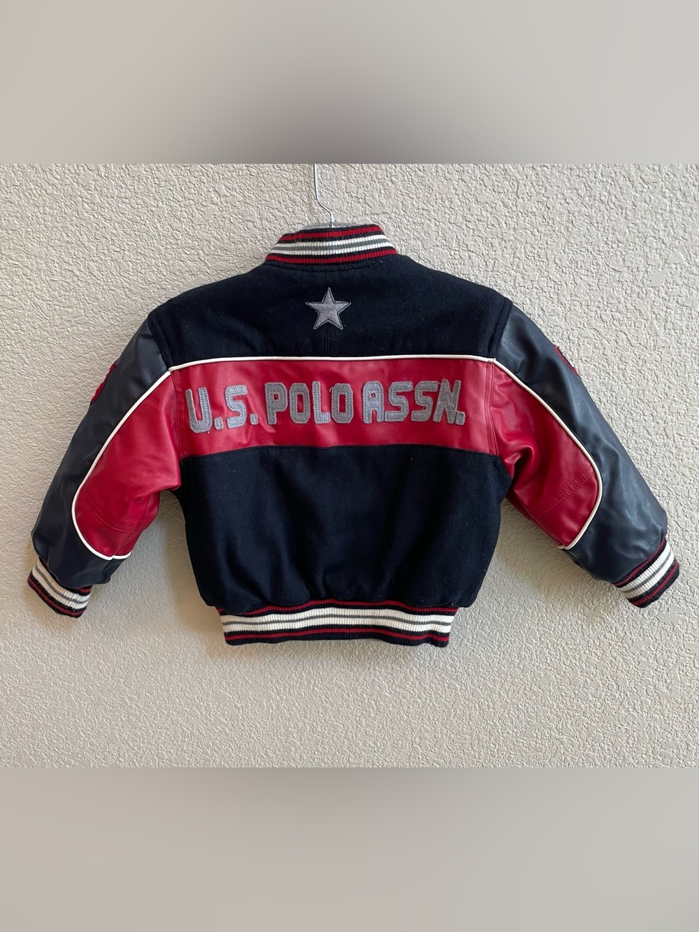 U.S. Polo Assn. Black & Red Kids Reversible Varsity Jacket with Silver Accents